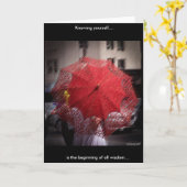 Rote Spitzen-Schirmfotografie Grußkarte Karte (Gelbe Blume)