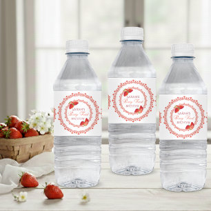 Rote Spitzenbeere Erster Geburtstag Wasserflaschenetikett