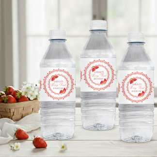 Rote Spitzenbeere Erster Geburtstag Wasserflaschenetikett