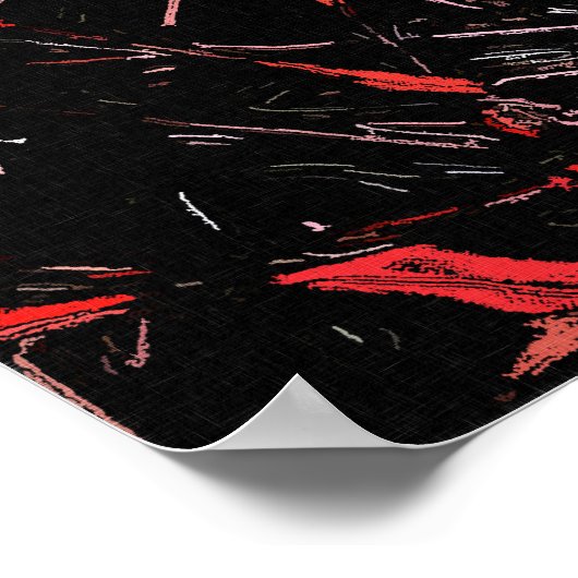 Rote Splint, abstrakte Kunst, schwarze Leinwand Poster (Ecke)