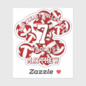 Rote Sportmannschaft färbt Volleballs Kindernamen Aufkleber (Blatt)