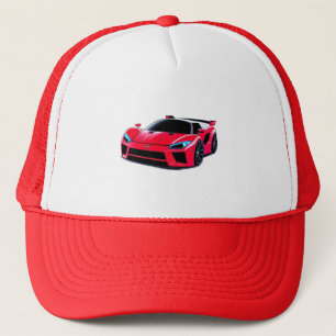 Rote Sportwagenillustration mit modernem Design Truckerkappe