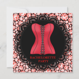 ROTE SPOT CORSET JUNGGESELINNEN-ABSCHIED-DIAMONEN EINLADUNG