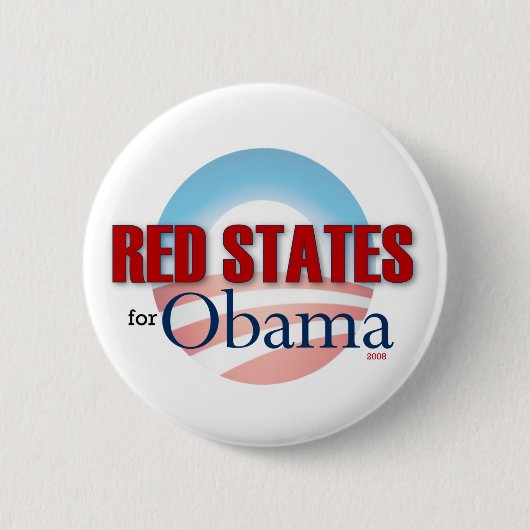 Rote Staaten für Obama Button (Vorderseite)