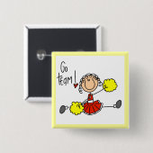 Rote Stäbchen-Figur Cheerleader T-Shirts und Gesch Button (Vorne & Hinten)