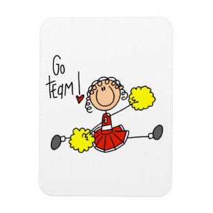 Rote Stäbchen-Figur Cheerleader T-Shirts und Gesch Magnet