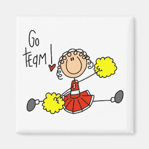 Rote Stäbchen-Figur Cheerleader T-Shirts und Gesch Magnet