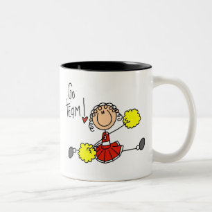 Rote Stäbchen-Figur Cheerleader T-Shirts und Gesch Zweifarbige Tasse