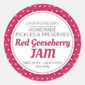 Rote Stachelbeere Konservenkonserven Runder Aufkleber (Vorderseite)