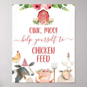 Rote Stalltiere Tiere Geburtstagsparty Unterzeichn Poster