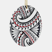 Rote Stammes- polynesische Muster mit Schattierung Keramik Ornament (Rechts)