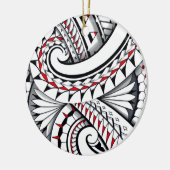 Rote Stammes- polynesische Muster mit Schattierung Keramik Ornament (Links)