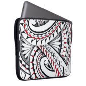 Rote Stammes- polynesische Muster mit Schattierung Laptopschutzhülle (Vorne Rechts)