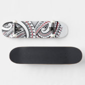 Rote Stammes- polynesische Muster mit Schattierung Skateboard (Horizontal)