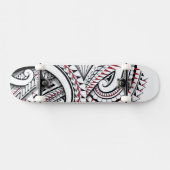 Rote Stammes- polynesische Muster mit Schattierung Skateboard (Horizontal)