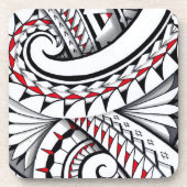 Rote Stammes- polynesische Muster mit Schattierung Untersetzer (Vorderseite)