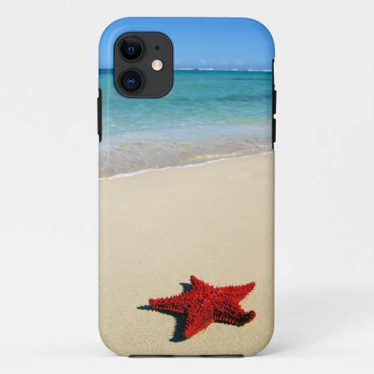 Rote Starfish auf weißem Sand-Strand Case-Mate iPhone Hülle (Rückseite)
