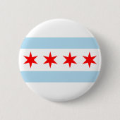 Rote Stars Chicago Flag Blau und Weiße Streifen Button (Vorderseite)