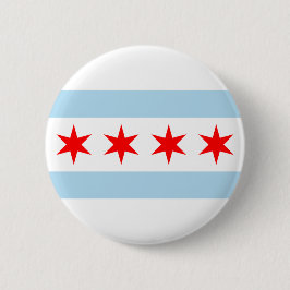 Rote Stars Chicago Flag Blau und Weiße Streifen Button