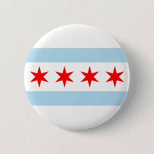 Rote Stars Chicago Flag Blau und Weiße Streifen Button (Vorderseite)