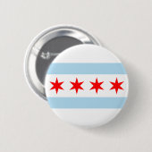 Rote Stars Chicago Flag Blau und Weiße Streifen Button (Vorne & Hinten)