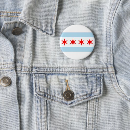 Rote Stars Chicago Flag Blau und Weiße Streifen Button (Beispiel)