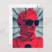 Rote Statue des Hipsters Postkarte (Vorne/Hinten)