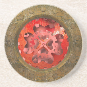 rote steampunk-Uhrwerk Untersetzer