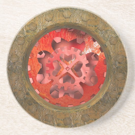 rote steampunk-Uhrwerk Untersetzer (Vorne)