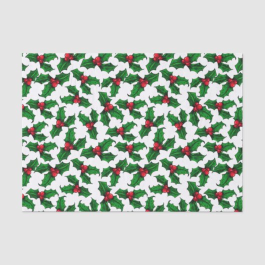 Rote Stechpalmenbeeren Seidenpapier (Vorderseite)