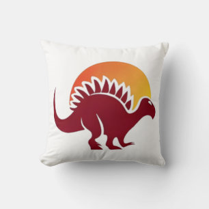 Rote Stegosaurus-Sonnenuntergangs-Silhouette  Kissen