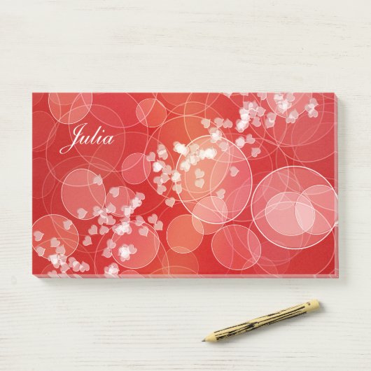 Rote Steigungsbeschaffenheit Bokeh Art. Text Post-it Klebezettel (Auf Schreibtisch)