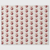 Rote Stein Creme-Bogen-Ornamente Weihnachten Geschenkpapier (Flach)