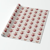 Rote Stein Creme-Bogen-Ornamente Weihnachten Geschenkpapier (Ungerollt)