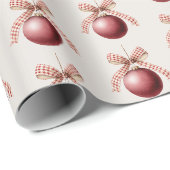 Rote Stein Creme-Bogen-Ornamente Weihnachten Geschenkpapier (Rolleneckpunkt)