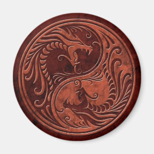 Rote SteinYin Yang Drachen Magnet