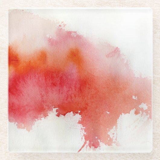 Rote Stelle, abstraktes handgemaltes des Glasuntersetzer (Vorderseite)