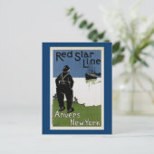 Rote Stern Linie Postkarte (Stehend Vorderseite)