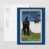 Rote Stern Linie Postkarte (Vorne/Hinten)