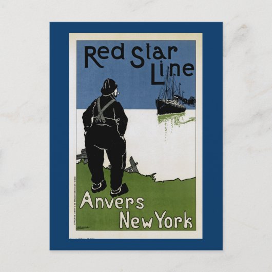 Rote Stern Linie Postkarte (Vorderseite)