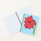 Rote Sternblume mit blauem Hintergrund Notizblock (Innenseite)