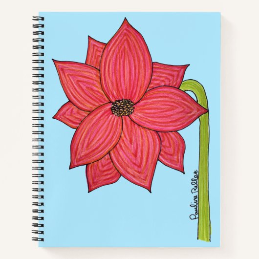 Rote Sternblume mit blauem Hintergrund Notizblock (Vorderseite)