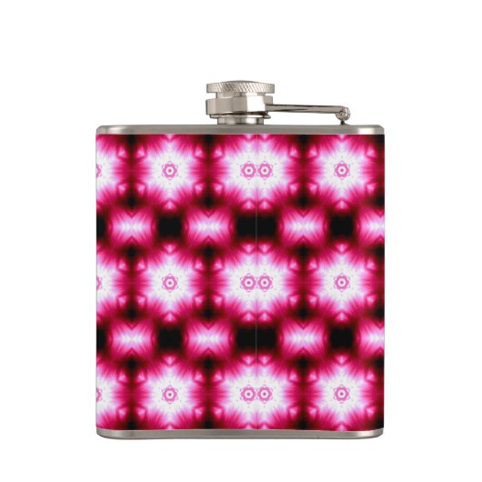 rote Sterne auf schwarzer Flasche Flachmann (Rückseite)