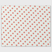 rote Sterne auf weißem Papier Geschenkpapier (Flach)