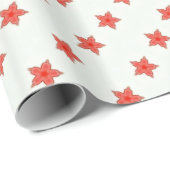 rote Sterne auf weißem Papier Geschenkpapier (Rolleneckpunkt)