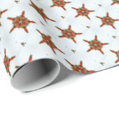 rote Sterne auf weißem Papier Geschenkpapier (Rolleneckpunkt)