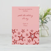 Rote Sterne Einladung vertikal rosa (Stehend Vorderseite)