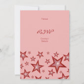 Rote Sterne Einladung vertikal rosa (Rückseite)