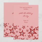 Rote Sterne Einladung vertikal rosa (Vorne/Hinten)