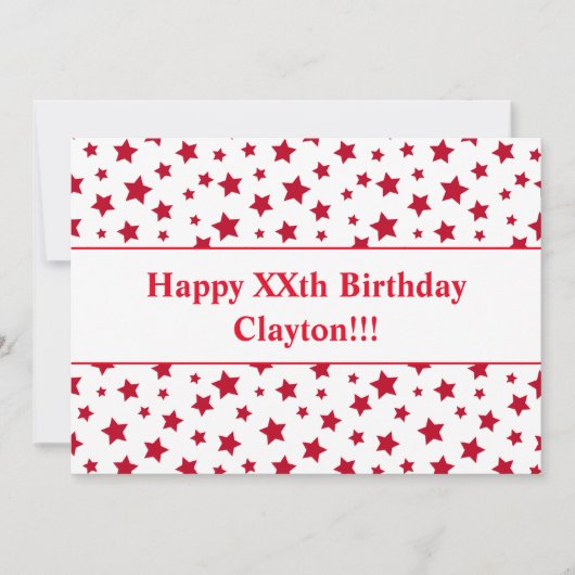 Rote Sterne mit Botschaft zum Geburtstag Einladung (Vorderseite)